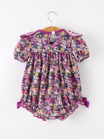 Rylee Faith Designs - Purple Floral Bow Petals Collar Girls Romper - alternate view 5