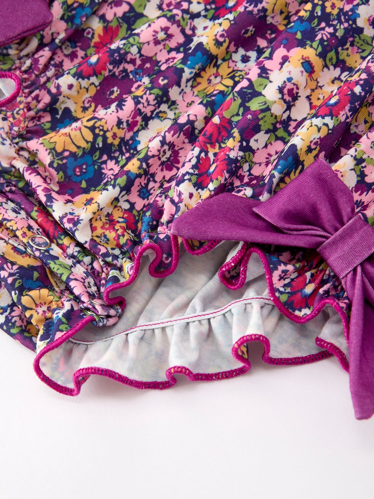 Rylee Faith Designs - Purple Floral Bow Petals Collar Girls Romper - alternate view 6