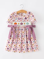 Rylee Faith Designs - Halloween Thanksgiving Pumpkin Floral Bow Girls Dress
