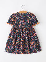Rylee Faith Designs - Fall Orange Bow Smocked Floral Girl Dress - alternate view 2
