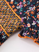 Rylee Faith Designs - Fall Orange Bow Smocked Floral Girl Dress - alternate view 4