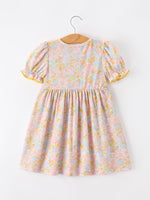 Rylee Faith Designs - Yellow Bow Smocked Floral Girl Dress - alternate view 2