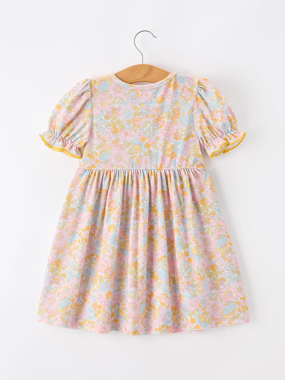 Rylee Faith Designs - Yellow Bow Smocked Floral Girl Dress - alternate view 2