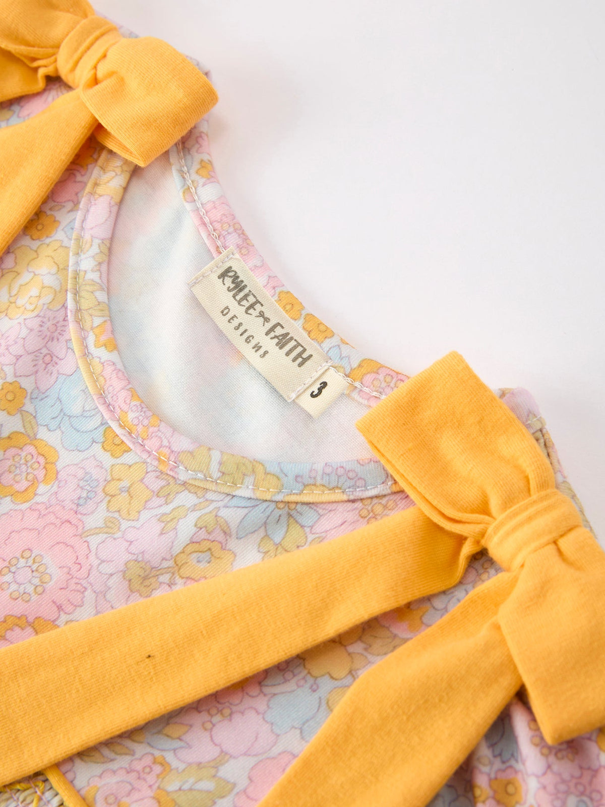 Rylee Faith Designs - Yellow Bow Smocked Floral Girl Dress - alternate view 5