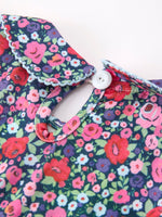 Rylee Faith Designs - Blue Bow Floral Smocked Girl Bloomer Set - alternate view 5