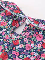 Rylee Faith Designs - Blue Bow Smocked Floral Girl Dress - alternate view 5