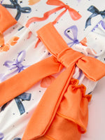 Rylee Faith Designs - Halloween Bow Print Girls Romper Ruffle Bow Long Sleeve - alternate view 9