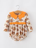 Rylee Faith Designs - Fall Orange Floral Baby Bubble Petals Collar