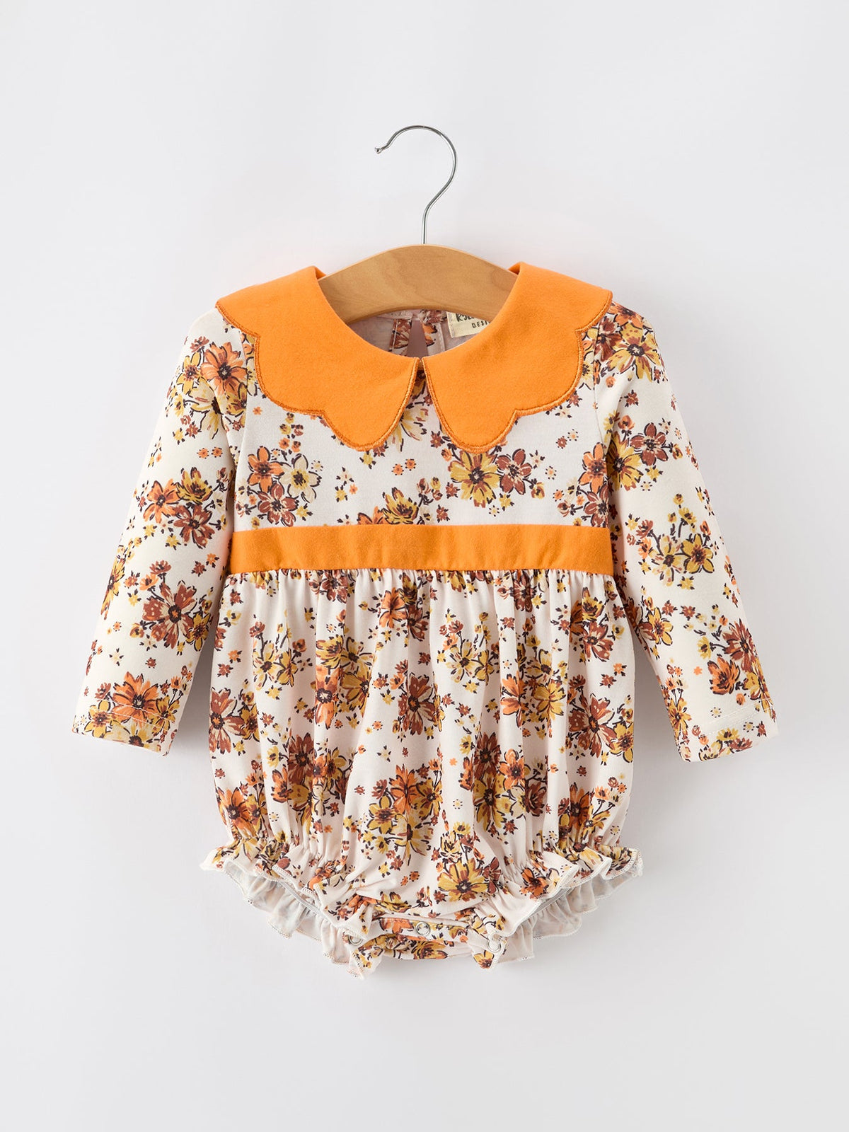 Rylee Faith Designs - Fall Orange Floral Baby Bubble Petals Collar