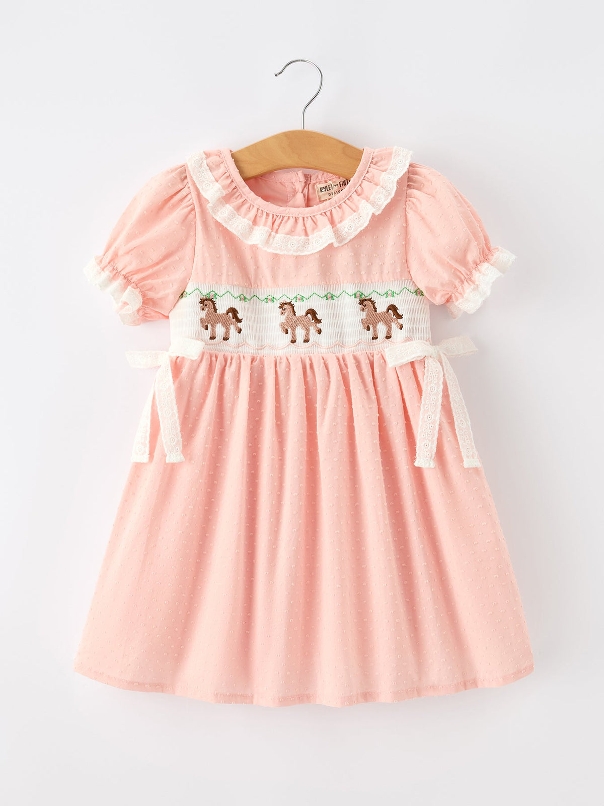 Rylee Faith Designs - Western Horse Embroidery Girls Dress Lace Petals Collar Puff Sleeve - alternate view 6
