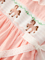 Rylee Faith Designs - Western Horse Embroidery Girls Dress Lace Petals Collar Puff Sleeve - alternate view 9