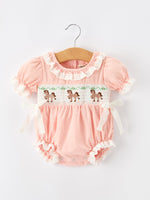 Rylee Faith Designs - Western Horse Embroidery Girls Romper Lace Petals Collar Puff Sleeve - alternate view 6