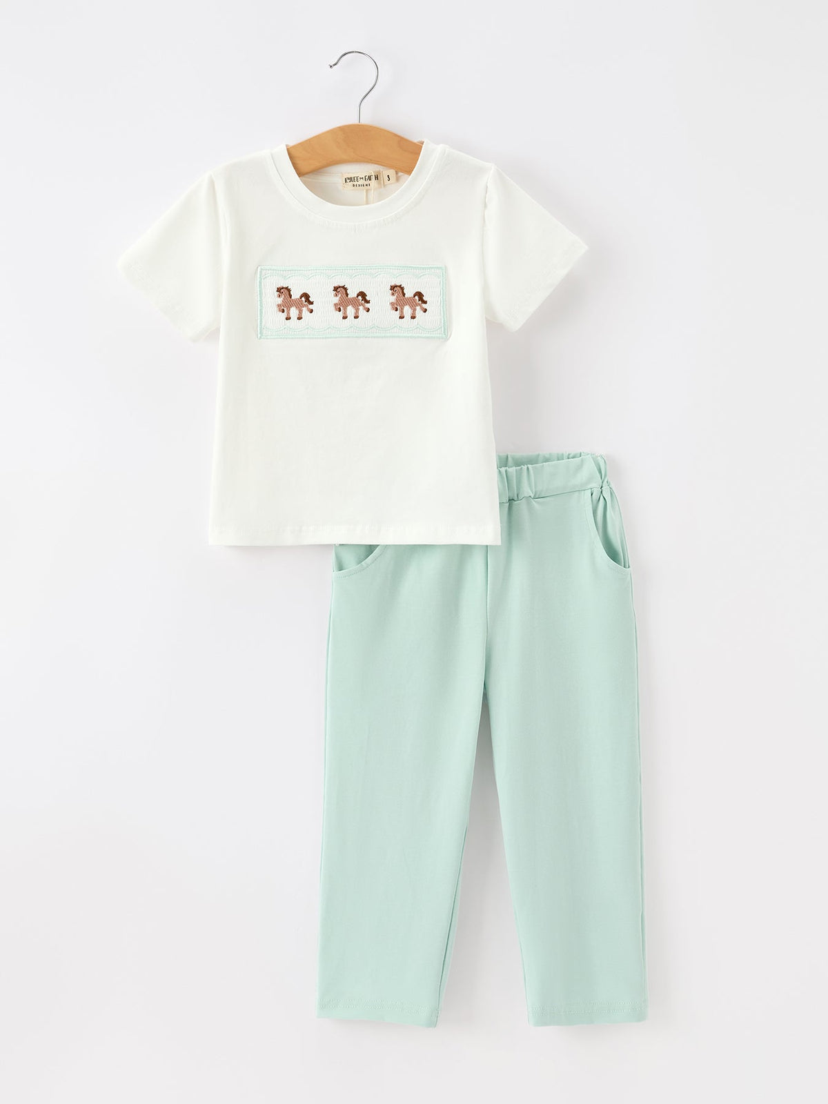 Rylee Faith Designs - Western Horse Embroidery Boys Set T Shirt Pants Outfit