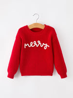 Rylee Faith Designs - Red Christmas Girls “merry” Pullover Sweater