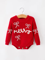 Rylee Faith Designs - Christmas Candy Cane Merry Knit Baby Romper - alternate view 7