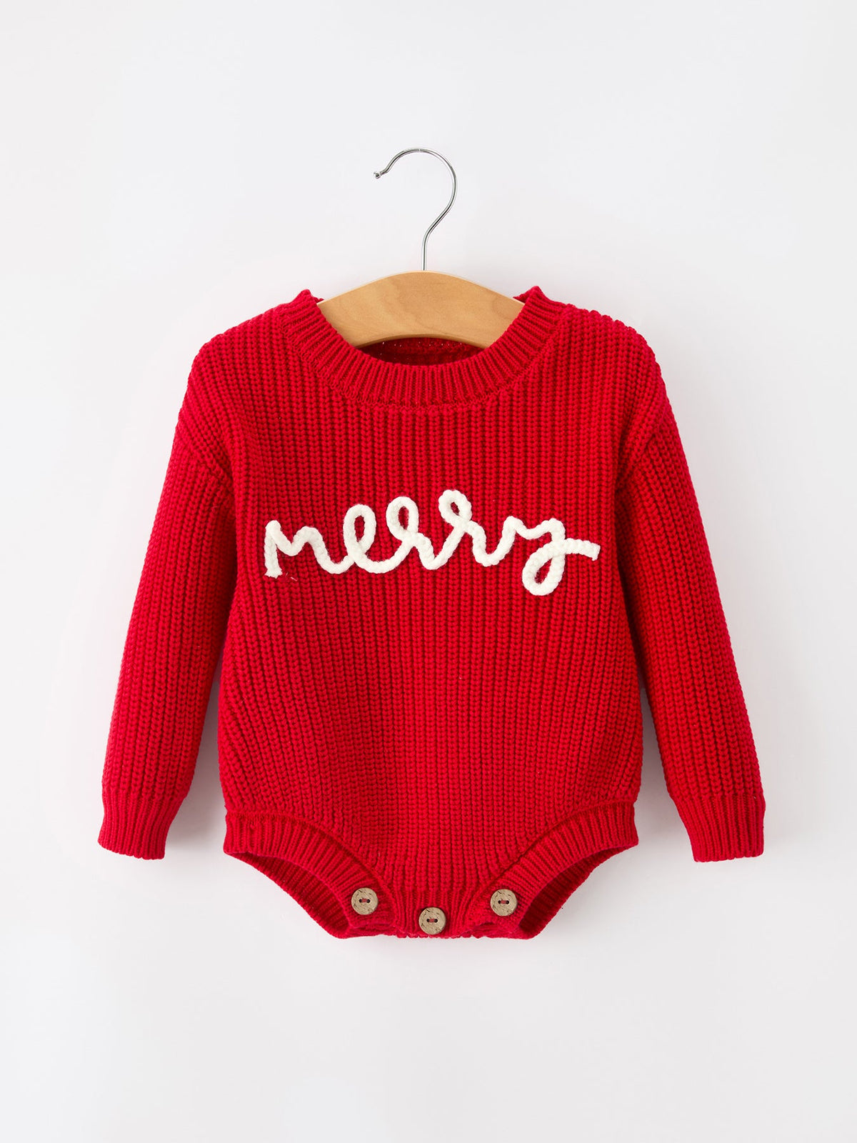 Rylee Faith Designs - Red Christmas Girls “merry” Knit Baby Romper