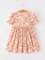 Rylee Faith Designs - Peach Bow Smocked Floral Girl Dress - alternate view 8