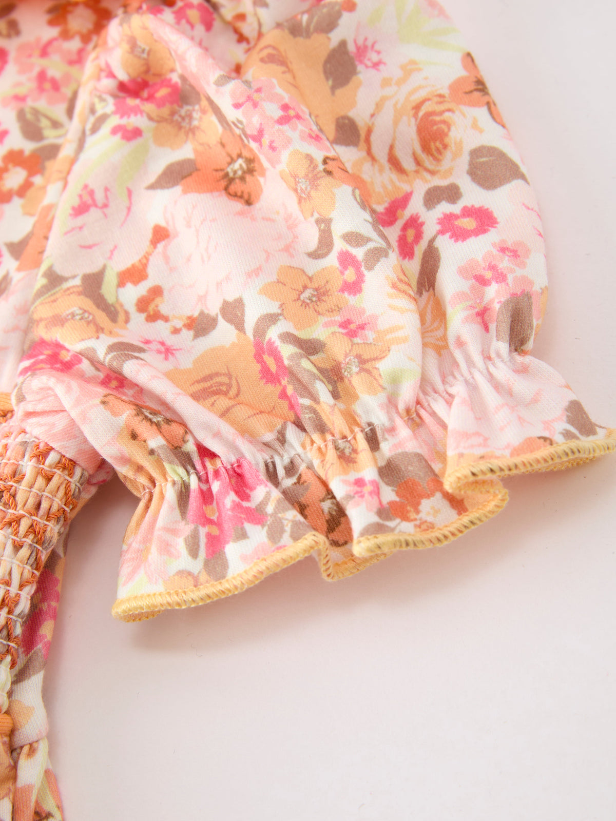 Rylee Faith Designs - Peach Bow Smocked Floral Girl Dress - alternate view 10