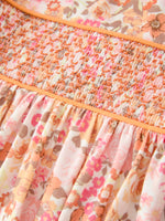 Rylee Faith Designs - Peach Bow Smocked Floral Girl Dress - alternate view 11