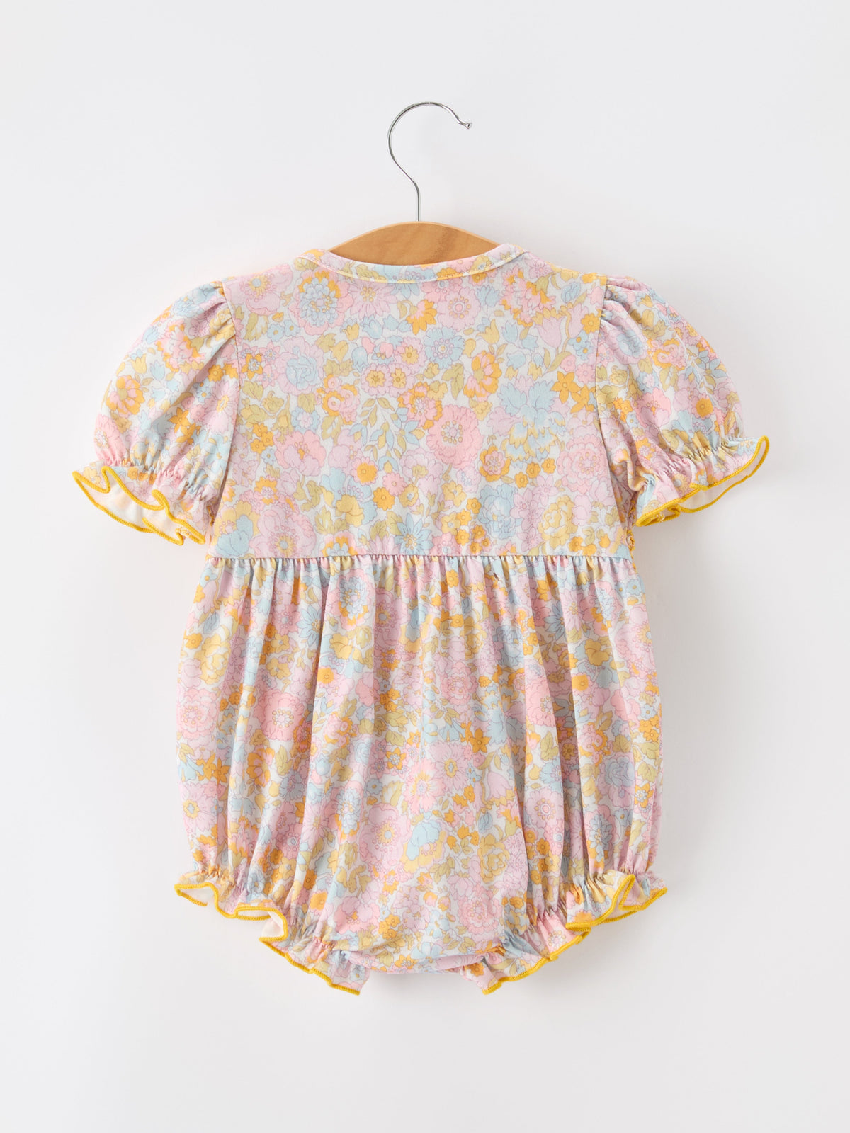 Rylee Faith Designs - Yellow Bow Smocked Floral Baby Bubble - alternate view 2