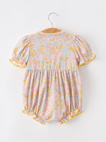 Rylee Faith Designs - Yellow Bow Smocked Floral Baby Bubble - alternate view 2