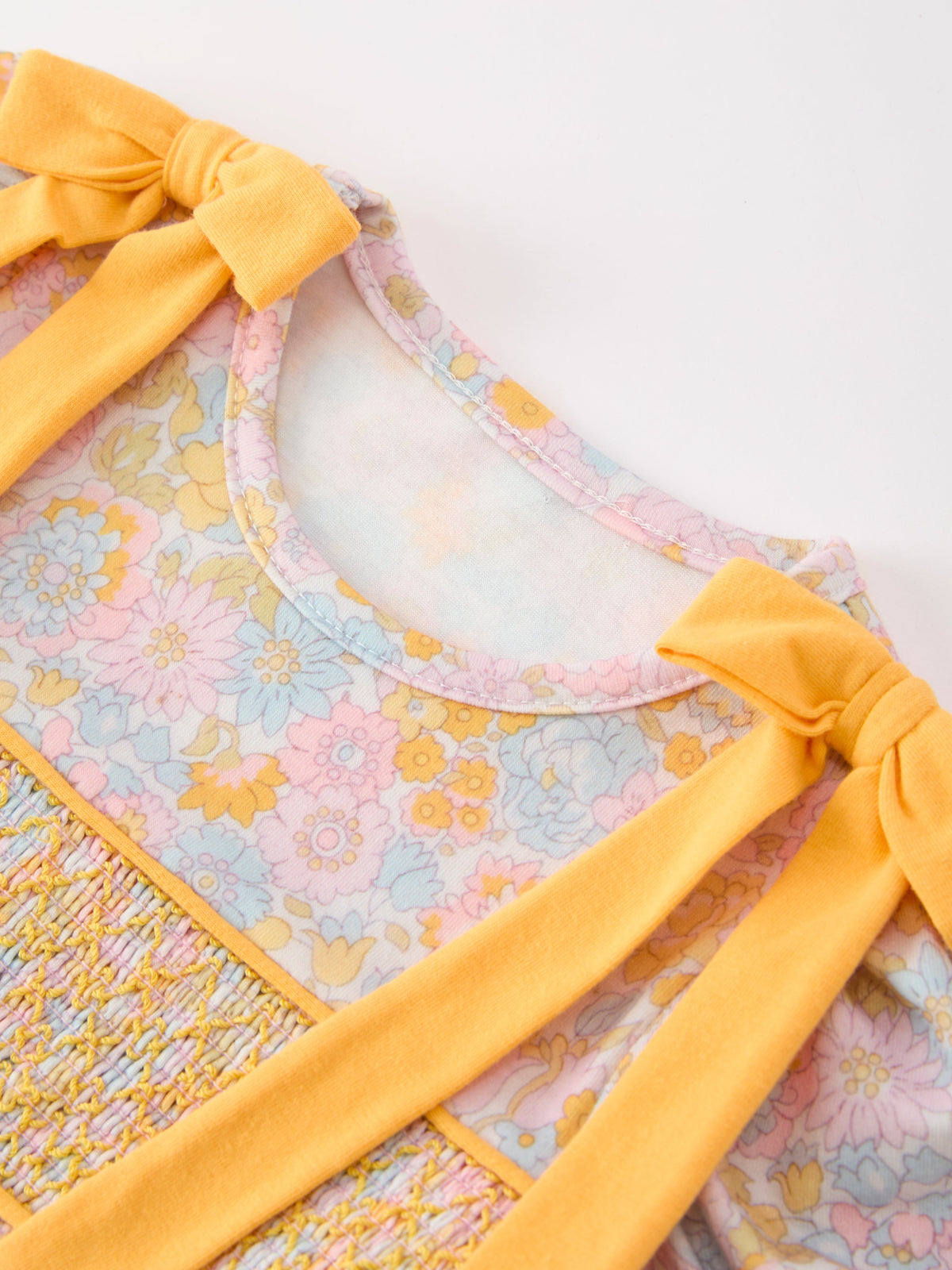 Rylee Faith Designs - Yellow Bow Smocked Floral Baby Bubble - alternate view 3