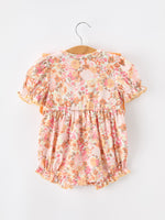 Rylee Faith Designs - Peach Bow Smocked Floral Baby Bubble - alternate view 7