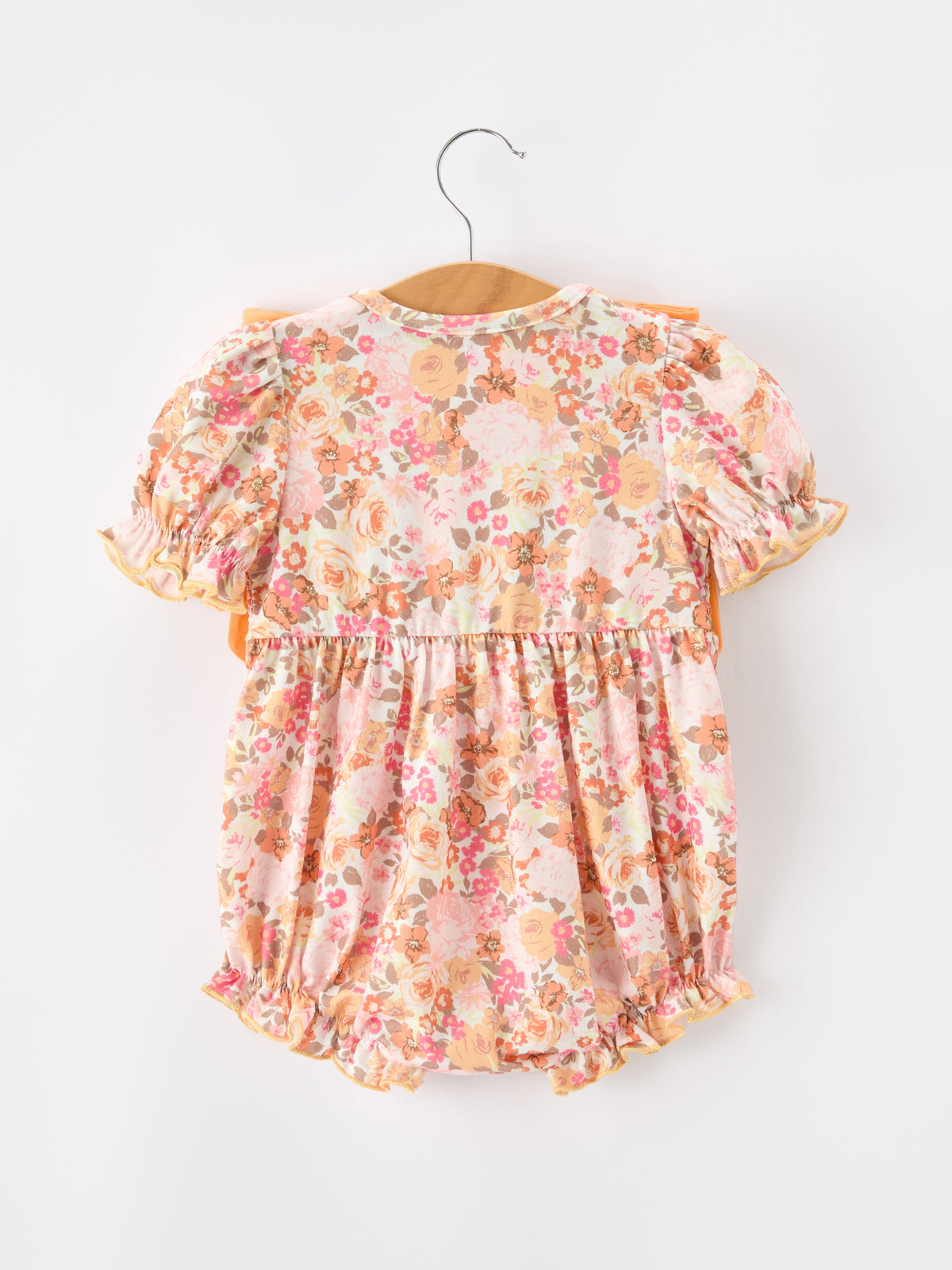Rylee Faith Designs - Peach Bow Smocked Floral Baby Bubble - alternate view 7