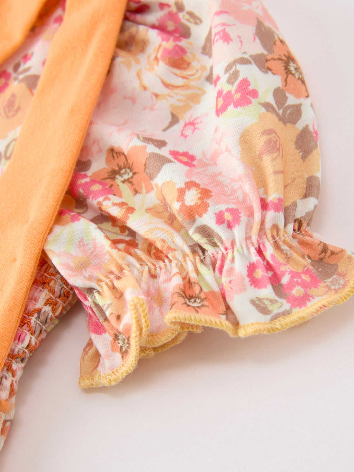 Rylee Faith Designs - Peach Bow Smocked Floral Baby Bubble - alternate view 9