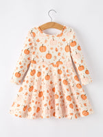 Rylee Faith Designs - Halloween Thanksgiving Pumpkin Girls Dress Long Sleeve - alternate view 2