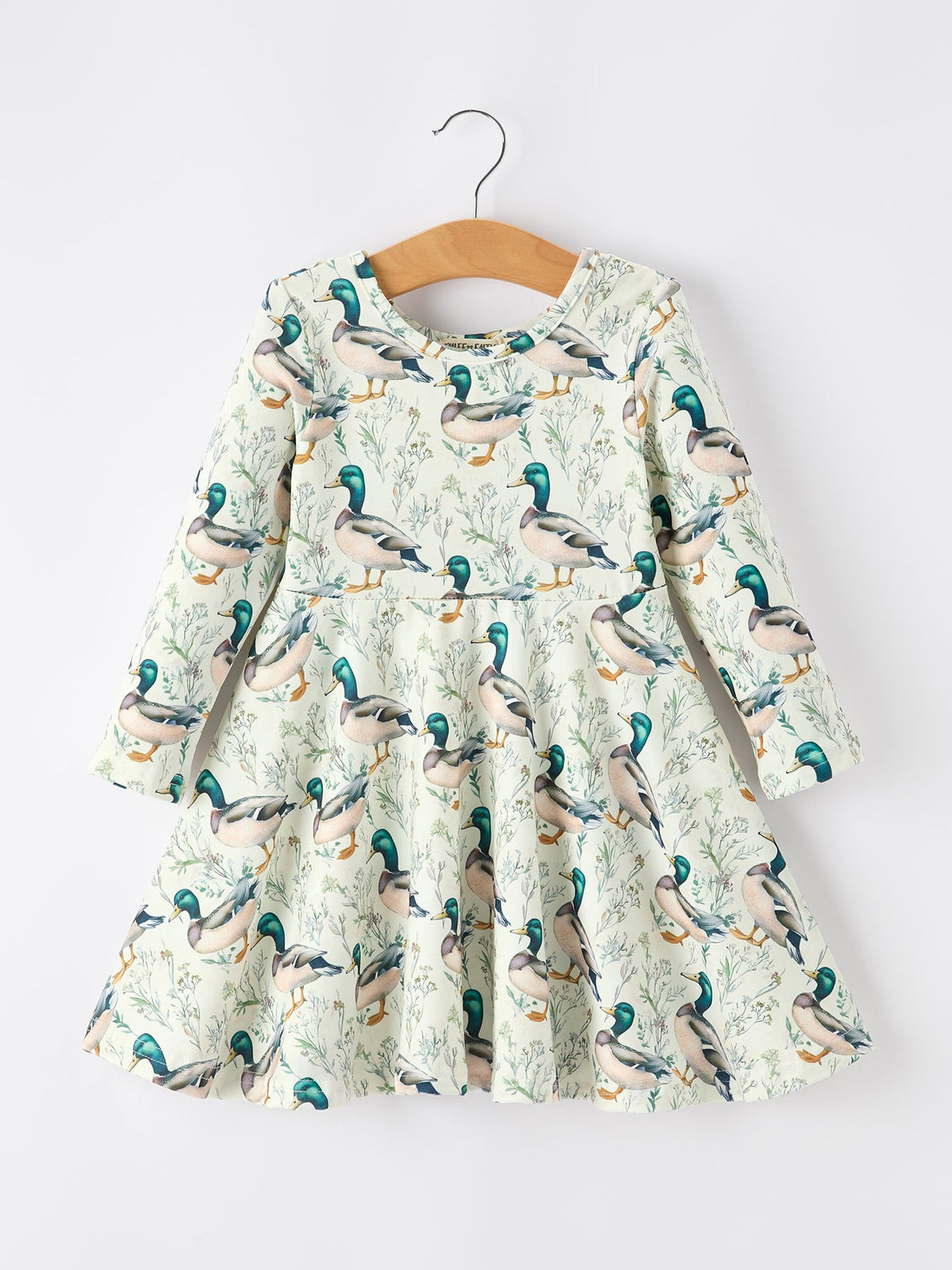 Rylee Faith Designs - Girls Duck Print Dress Long Sleeve Twirl Dress