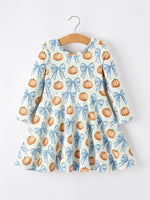 Rylee Faith Designs - Halloween Thanksgiving Pumpkin Bow Girls Dress Long Sleeve - alternate view 2