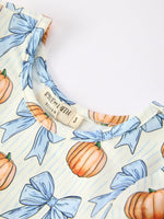Rylee Faith Designs - Halloween Thanksgiving Pumpkin Bow Girls Dress Long Sleeve - alternate view 3