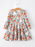 Rylee Faith Designs - Halloween Pumpkin Ghost Girls Dress Long Sleeve Twirl Dress - alternate view 8