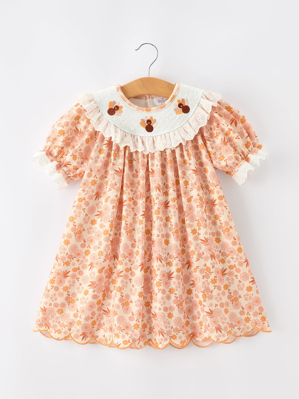 Rylee Faith Designs - Thanksgiving Turkey Floral Lace Ruffle Girls Dress - alternate view 8