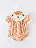 Rylee Faith Designs - Thanksgiving Turkey Floral Lace Bubble Girls Romper - alternate view 7