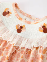 Rylee Faith Designs - Thanksgiving Turkey Floral Lace Bubble Girls Romper - alternate view 9