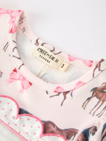 Rylee Faith Designs - Western Horse Smocked Girls Dress Bow Ruffle Short Sleeve - alternate view 3
