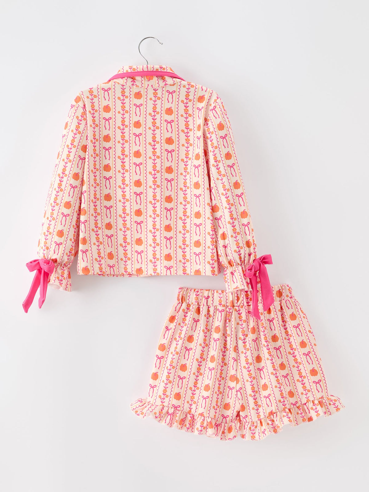 Rylee Faith Designs - Halloween Thanksgiving Pumpkin Bow Girls Pajama Set - alternate view 8