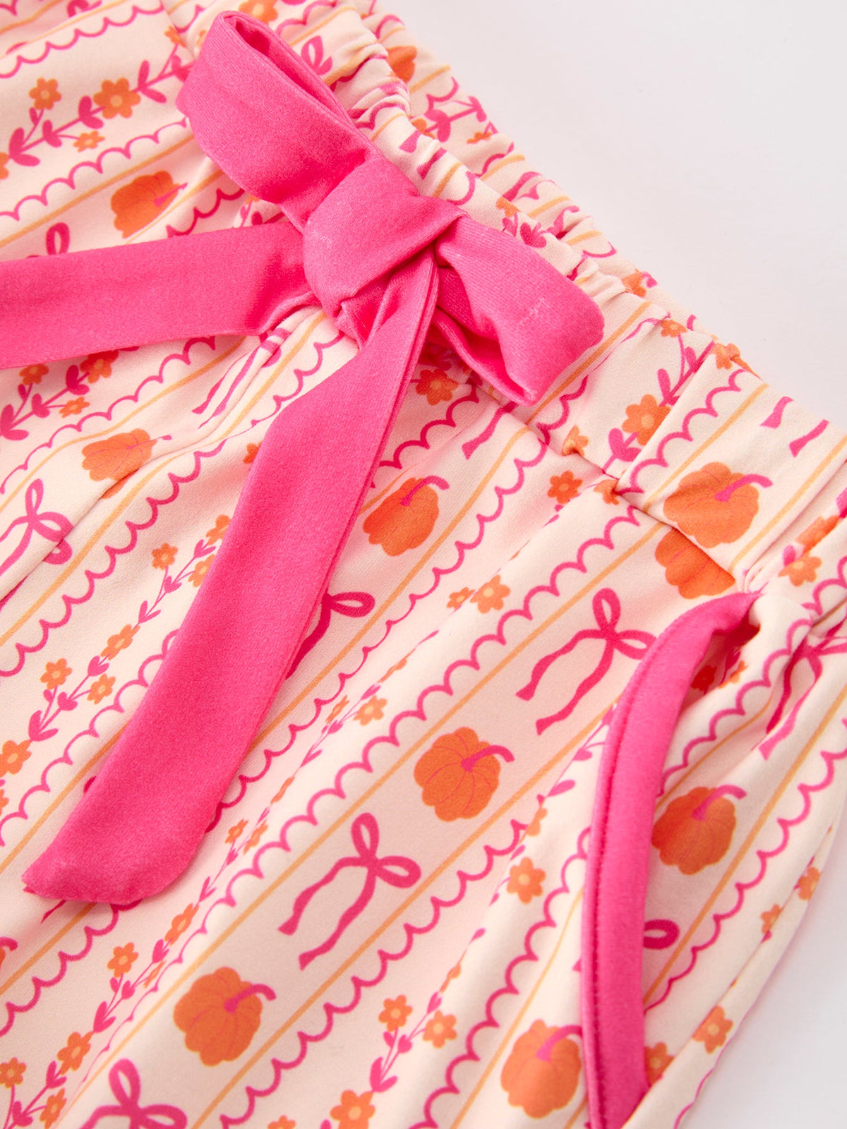Rylee Faith Designs - Halloween Thanksgiving Pumpkin Bow Girls Pajama Set - alternate view 10