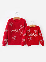 Rylee Faith Designs - Mom and Me Winter Christmas Red "merry" Pullover Sweater - alternate view 3