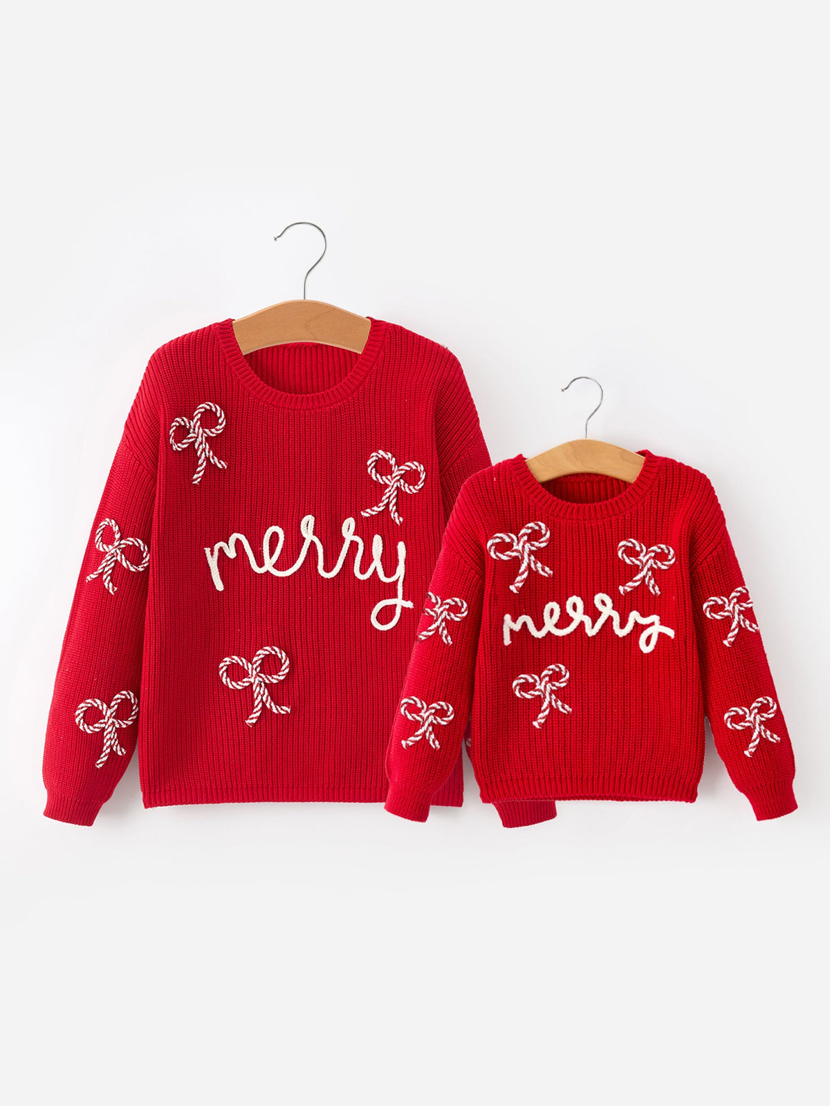Rylee Faith Designs - Mom and Me Winter Christmas Red "merry" Pullover Sweater - alternate view 3