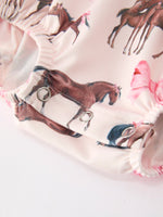 Rylee Faith Designs - Western Horse Smocked Girls Romper Bow Ruffle Short Sleeve - alternate view 5