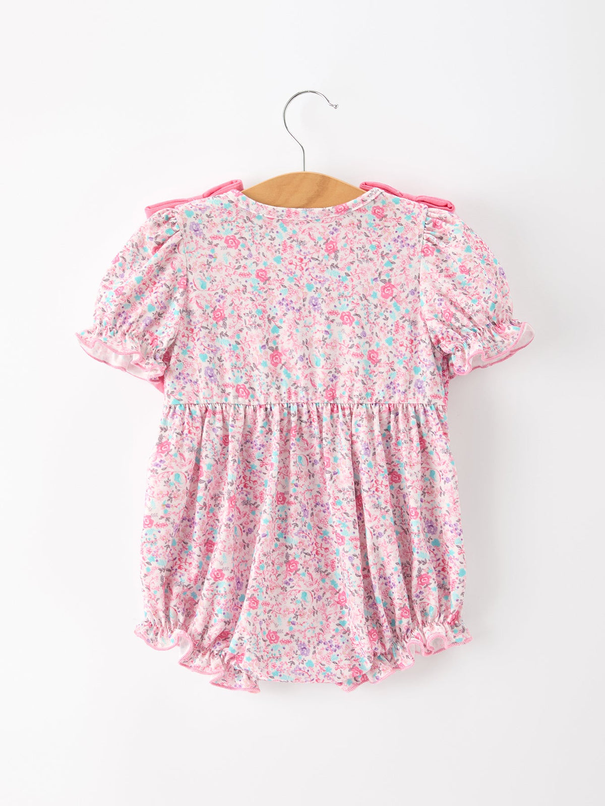 Rylee Faith Designs - Pink Bow Smocked Floral Baby Bubble - alternate view 2