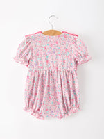 Rylee Faith Designs - Pink Bow Smocked Floral Baby Bubble - alternate view 2