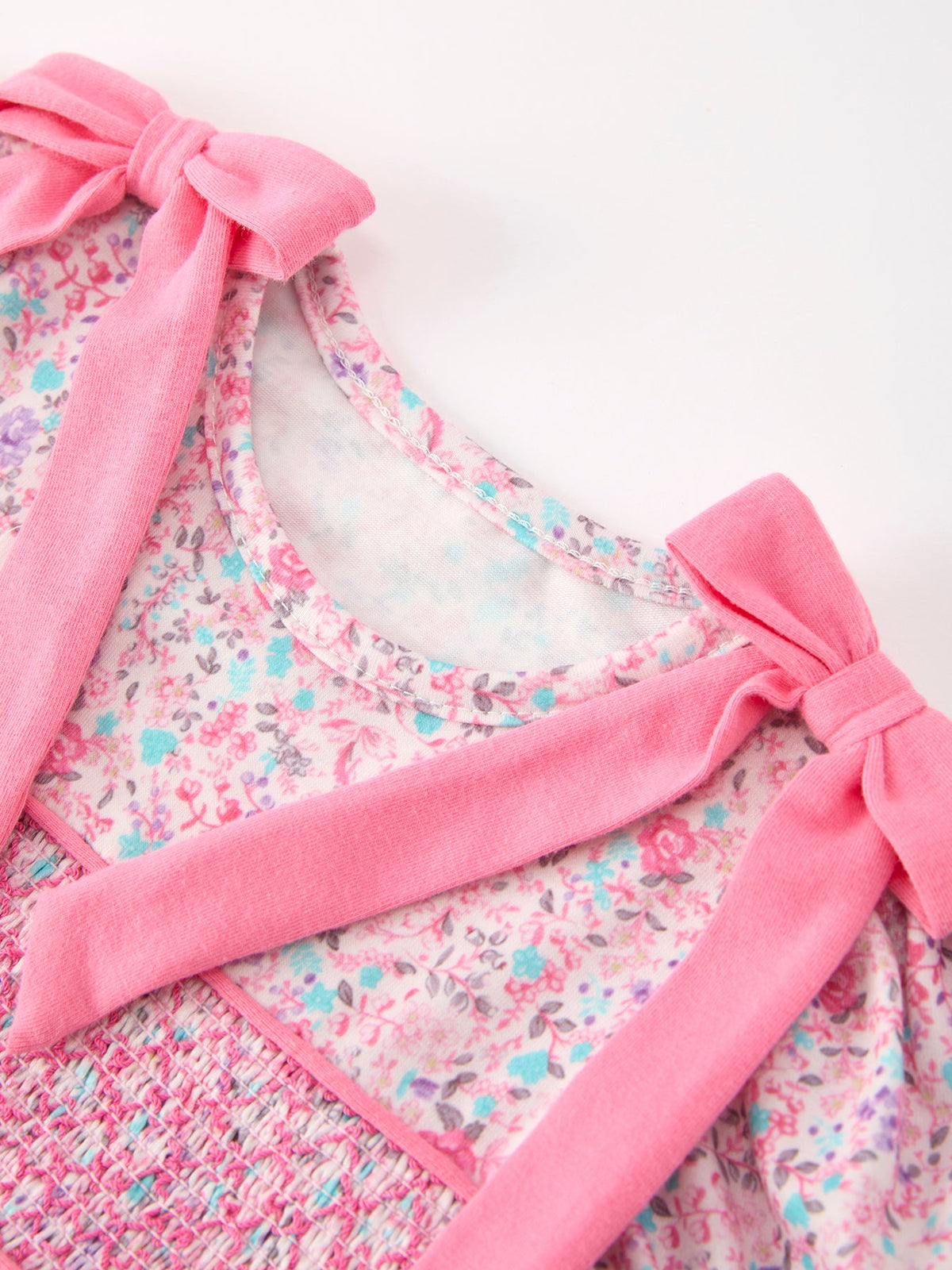 Rylee Faith Designs - Pink Bow Smocked Floral Baby Bubble - alternate view 3
