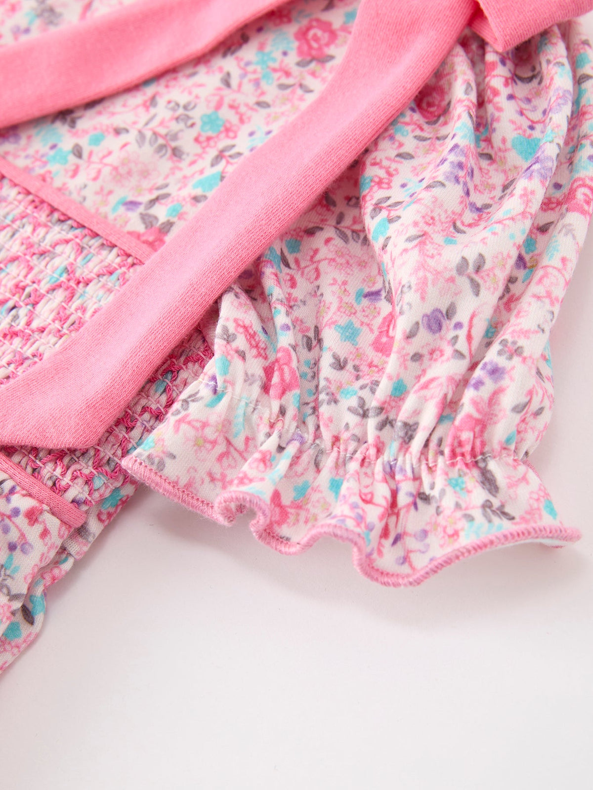 Rylee Faith Designs - Pink Bow Smocked Floral Baby Bubble - alternate view 4