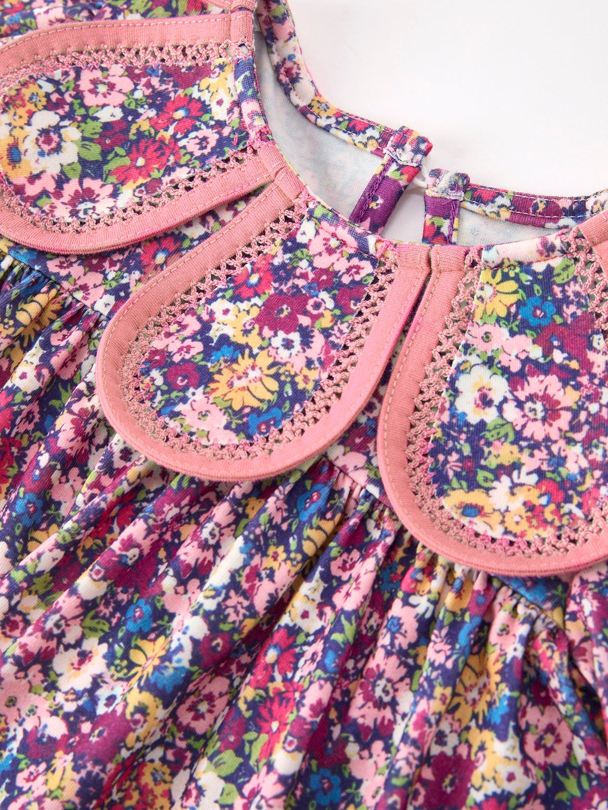 Rylee Faith Designs - Pink Floral Petals Collar Girl Bloomer Set - alternate view 3