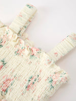 Rylee Faith Designs - Muslin Summer Floral Print Smocked Baby Girl Romper Set Hat - alternate view 3