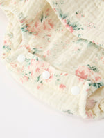 Rylee Faith Designs - Muslin Summer Floral Print Smocked Baby Girl Romper Set Hat - alternate view 4